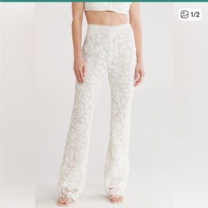 Cult Gaia "Kaci" White Lace Pants